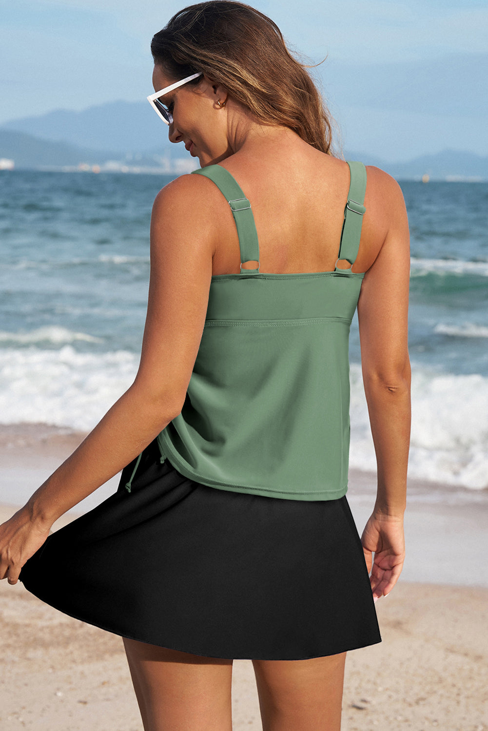 Colorblock Tankini Top and Skort Swim Set