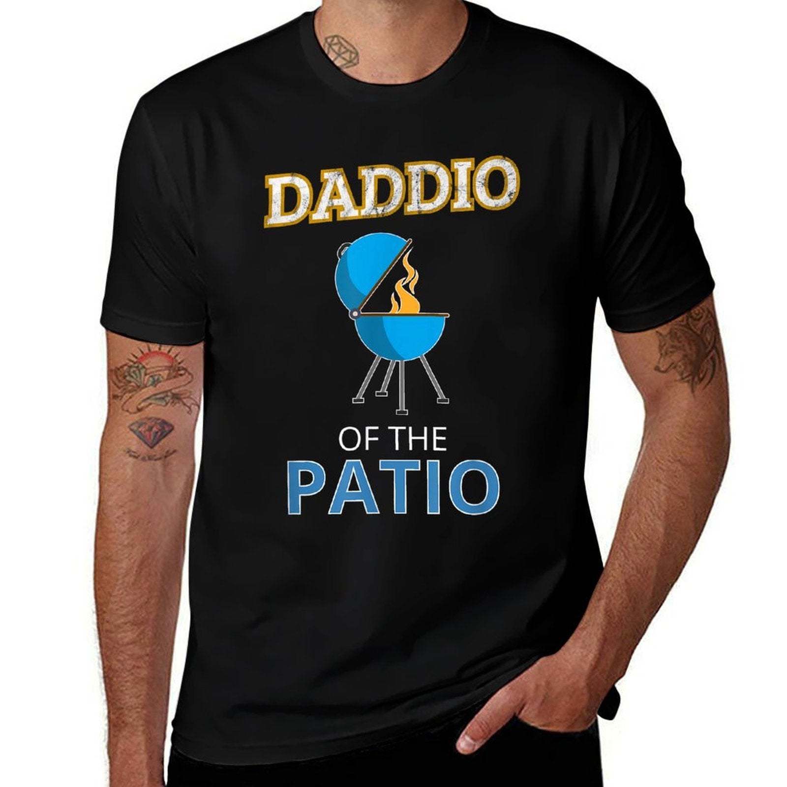 Funny Daddio Of The Patio Fathers Day BBQ Grill Dad  Relaxed-fit T-Shirt