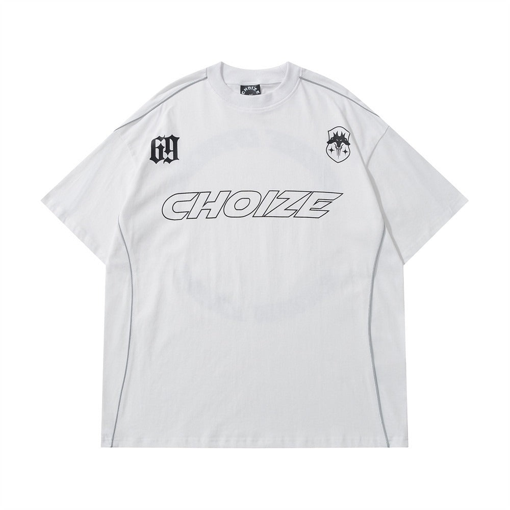 Letter Printed Short Sleeve T-Shirt Men's Loose Sportswear American Fashion Brand Summer Round Neck Top