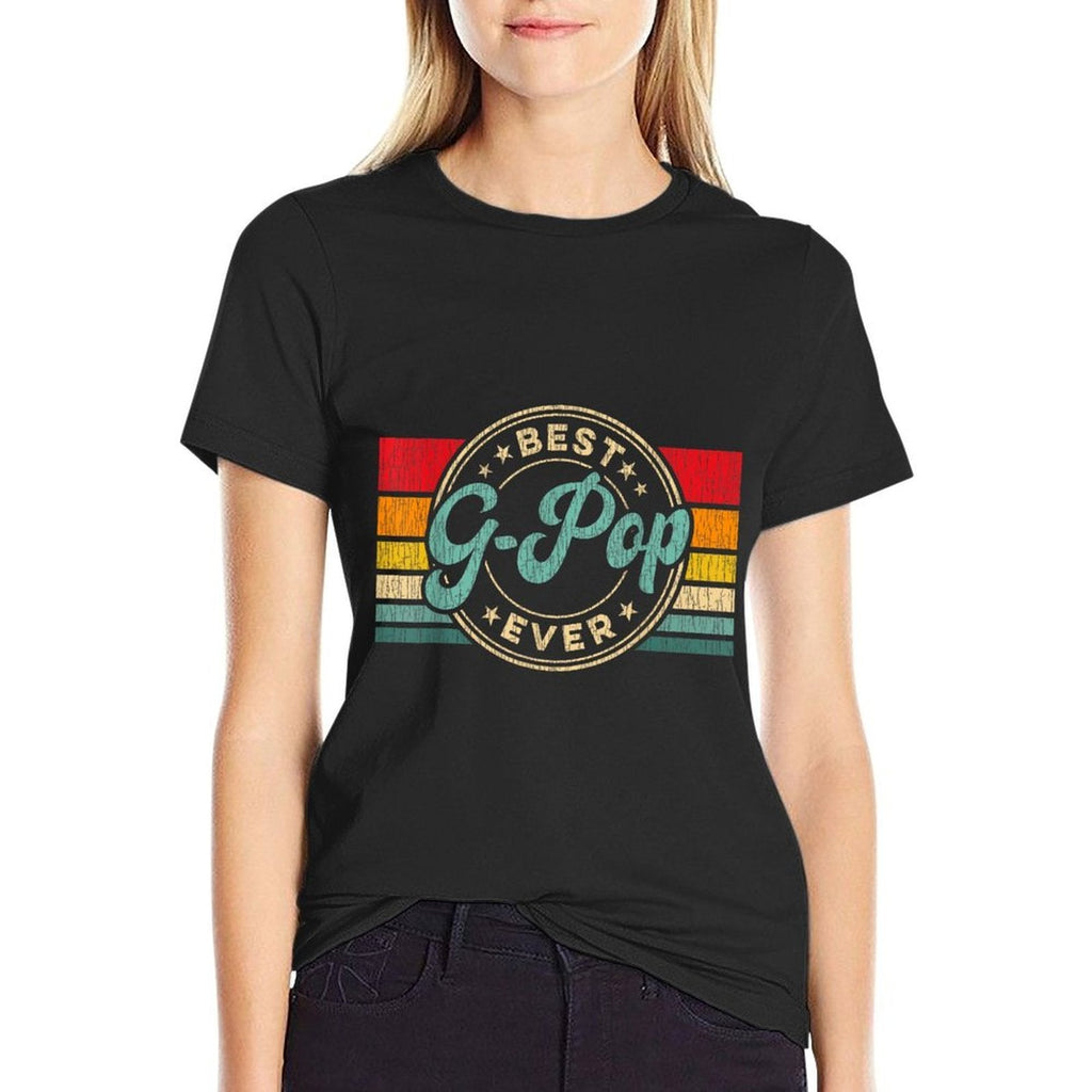 Best G-Pop Ever Vintage Retro Fathers Day Gift  Rolled Sleeves T-Shirt