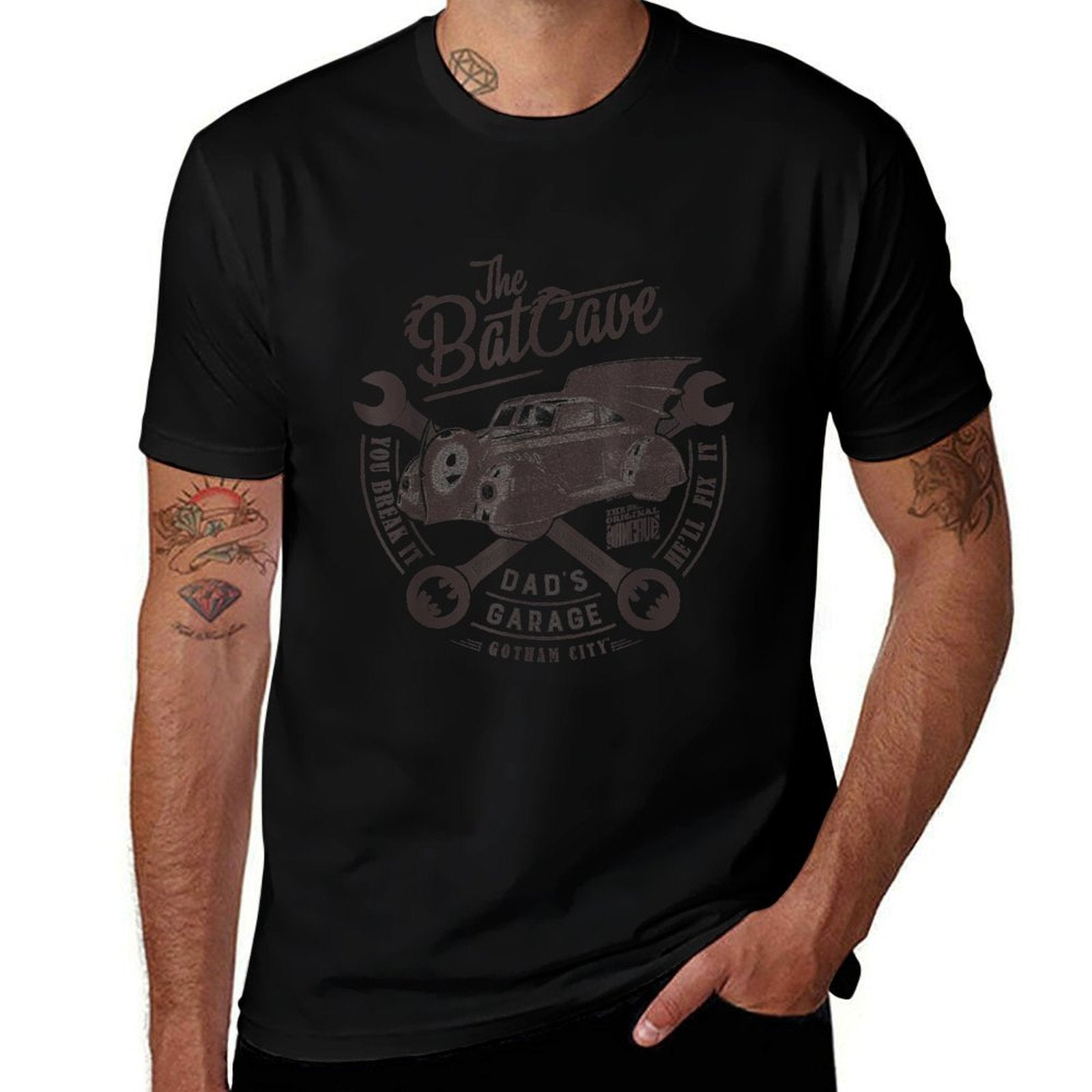 BATMAN Fathers Day Dads Garage Is The BATCAVE  Moisture-wicking T-Shirt