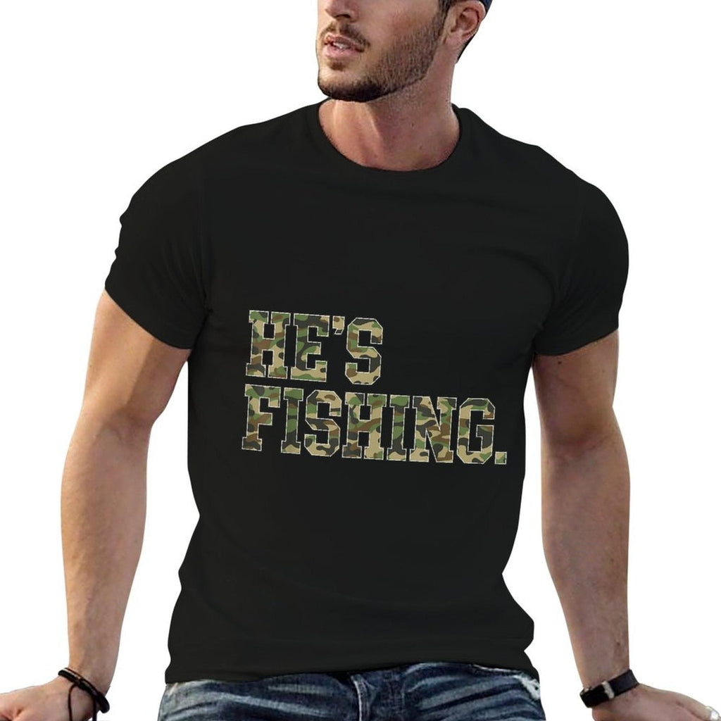 Vintage Hes Fishing Camo Camouflage Fishing Fathers Day Life  Lightweight T-Shirt