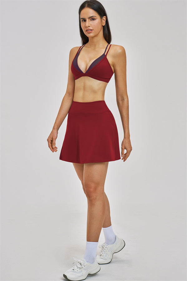 The Seraphine Layered V Sports Bra Skirt 2-Piece Set