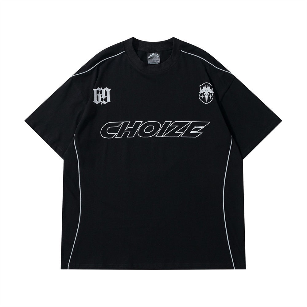 Letter Printed Short Sleeve T-Shirt Men's Loose Sportswear American Fashion Brand Summer Round Neck Top