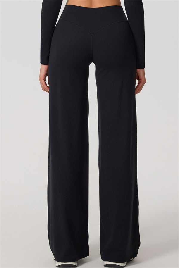 The Nestle Long Sleeve Crop Top Straight Leg Pants 2-Piece Set