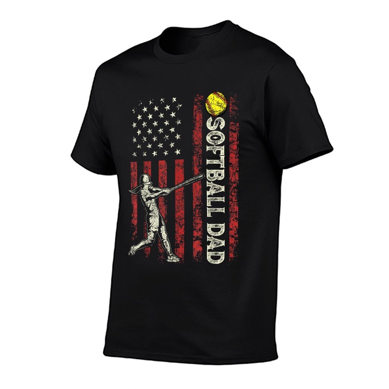 Softball Dad US Gifts For Dad Men Patriotic Fathers Day  Durable T-Shirt
