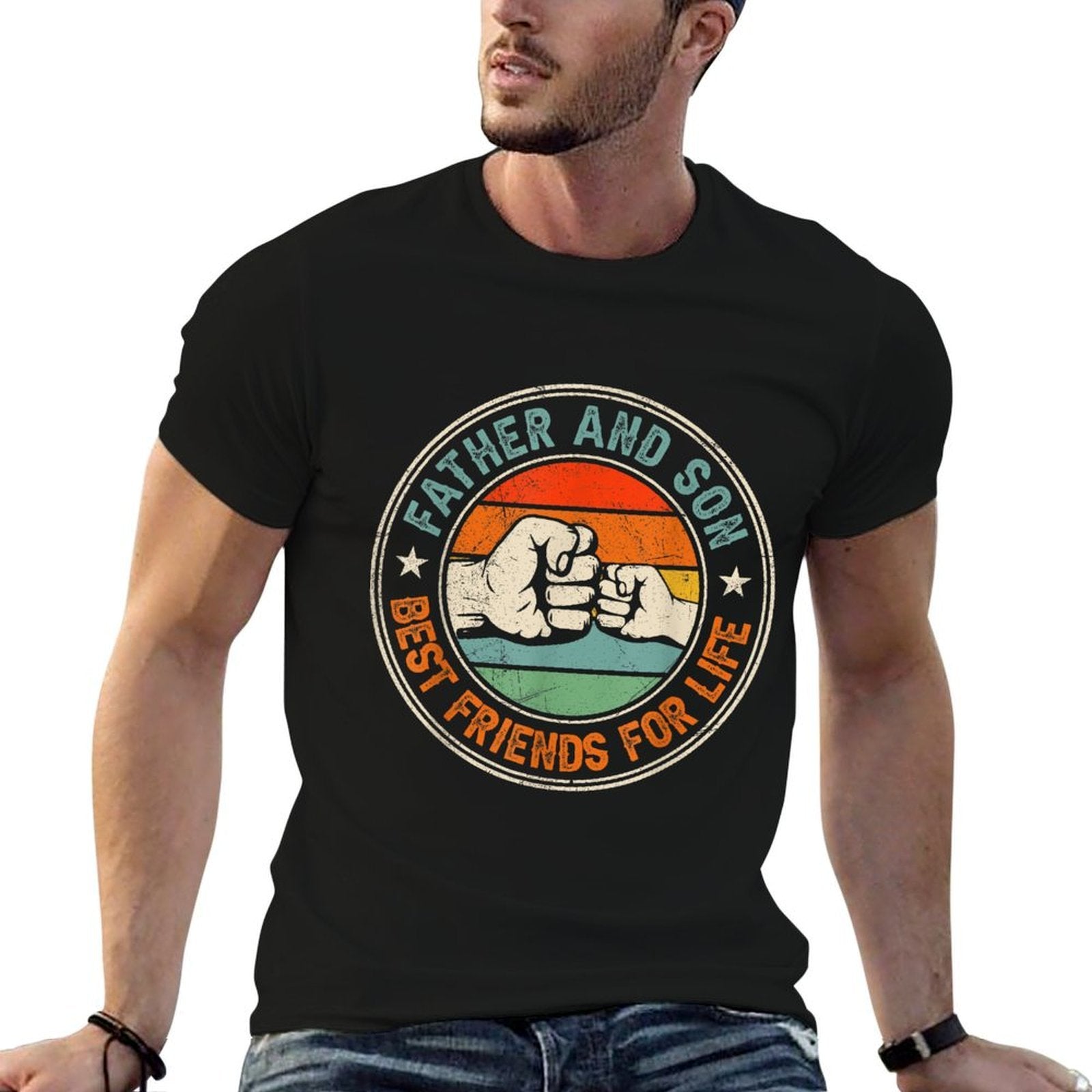 Father And Son Best Friends For Life Matching Fathers Day  Rolled Sleeves T-Shirt
