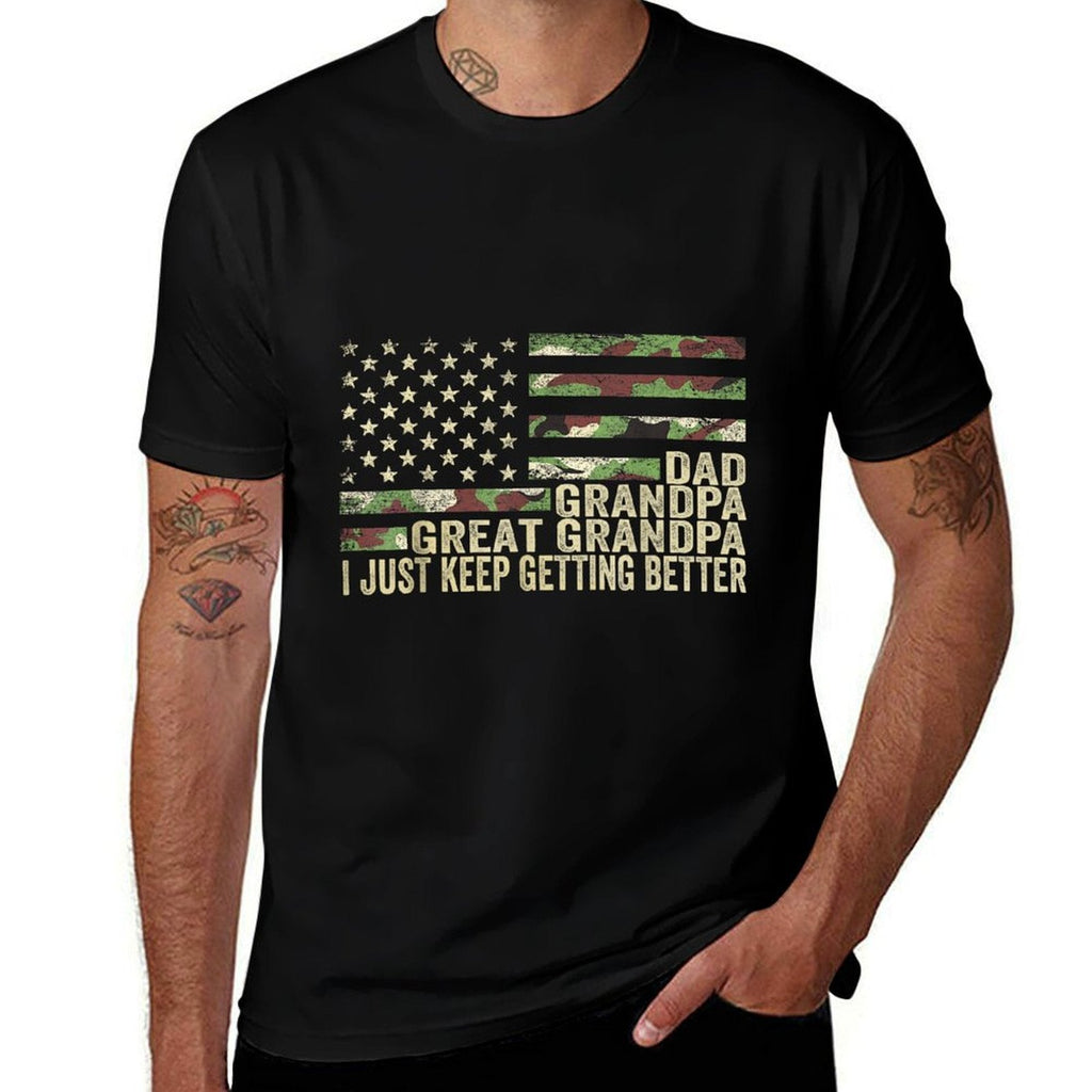 Fathers Day Gift from Grandkids Dad Grandpa Great Grandpa  Oversized Silhouette T-Shirt