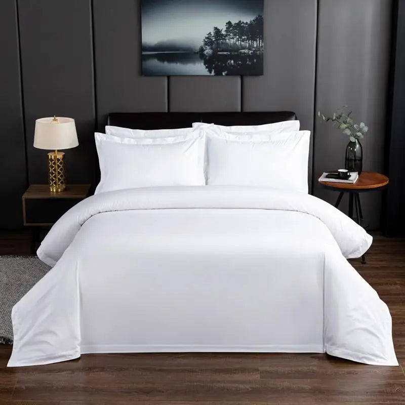 Premium Hotel White Oversize Duvet Cover Bed Sheet set 100%Nature Cotton Soft 600TC Bedding set Twin Full Queen King size 4Pcs