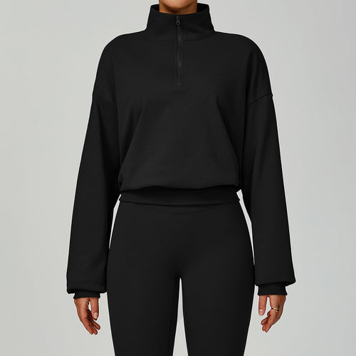 Autumn Winter Zipper Sweater Casual Loose Windproof Warm All Matching Sweater Women Running Fitness Sportswear