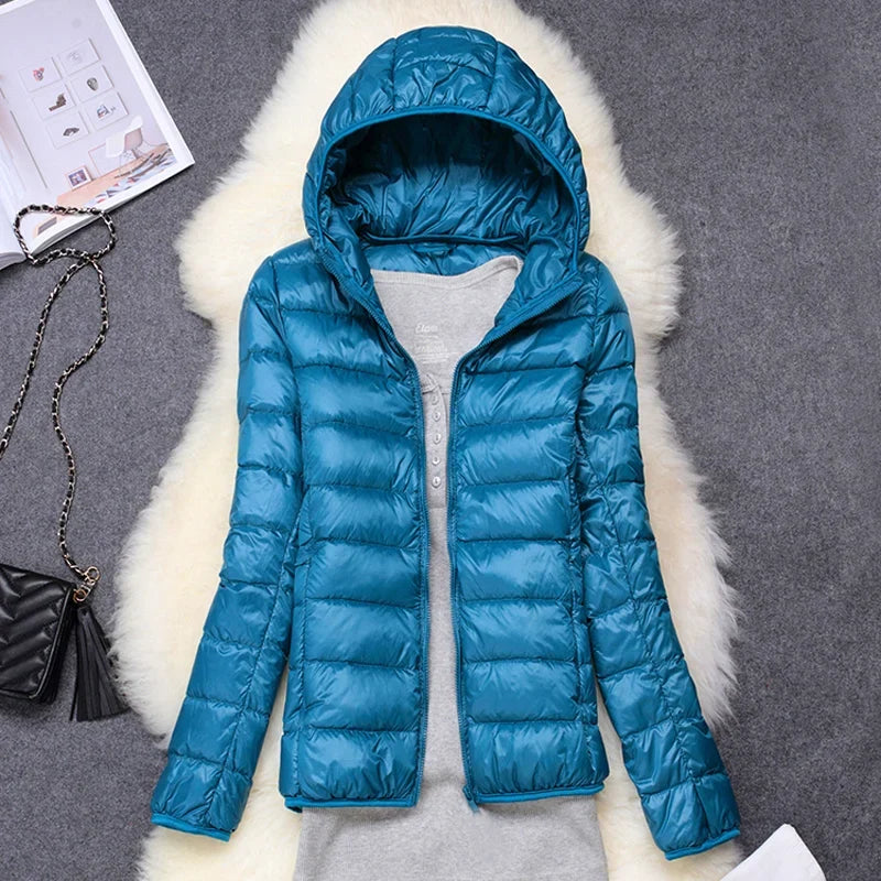 Women's Lightweight Packable Puffer Jacket | Hooded Down Coat