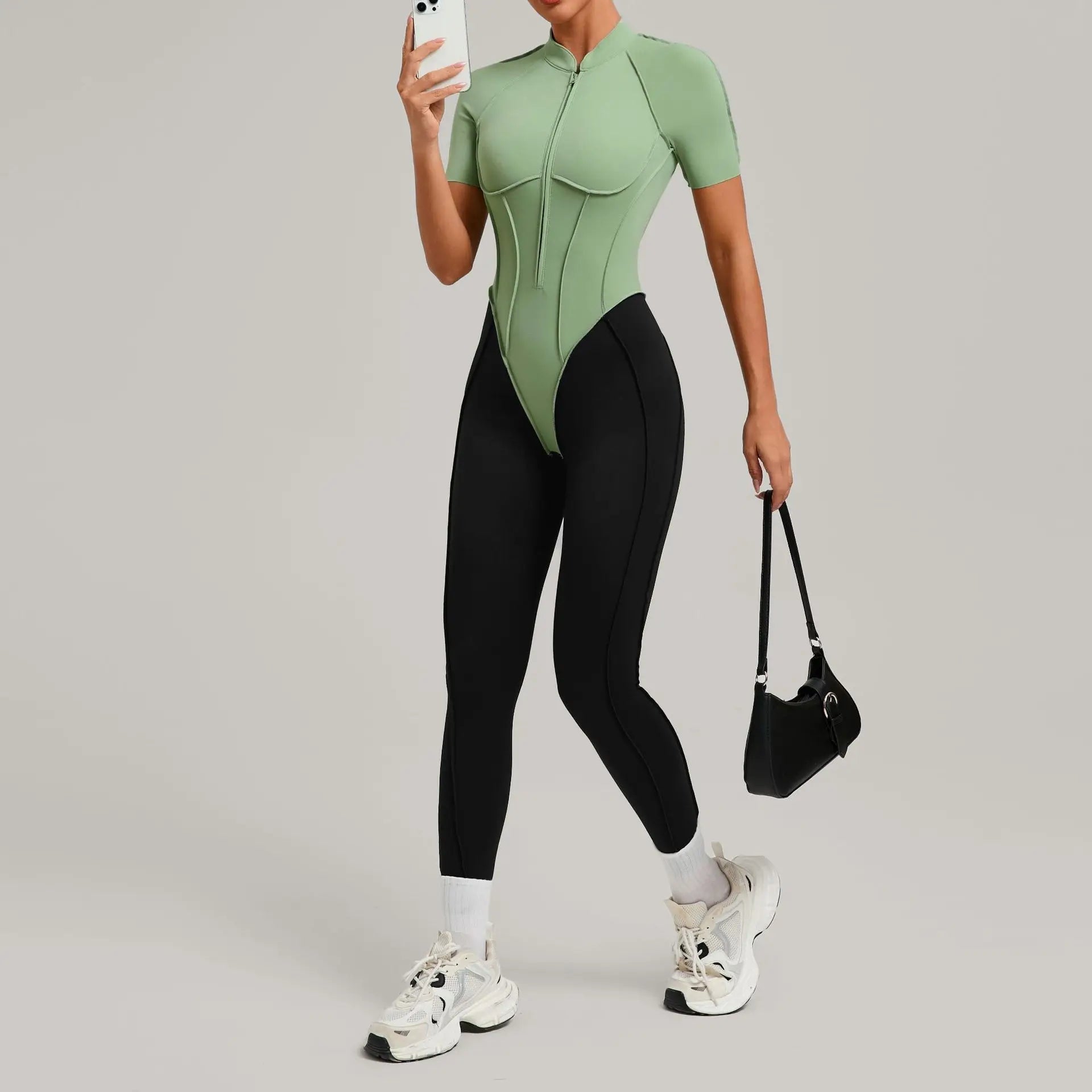 Color Blocked Women's Yoga Jumpsuit Tracksuit