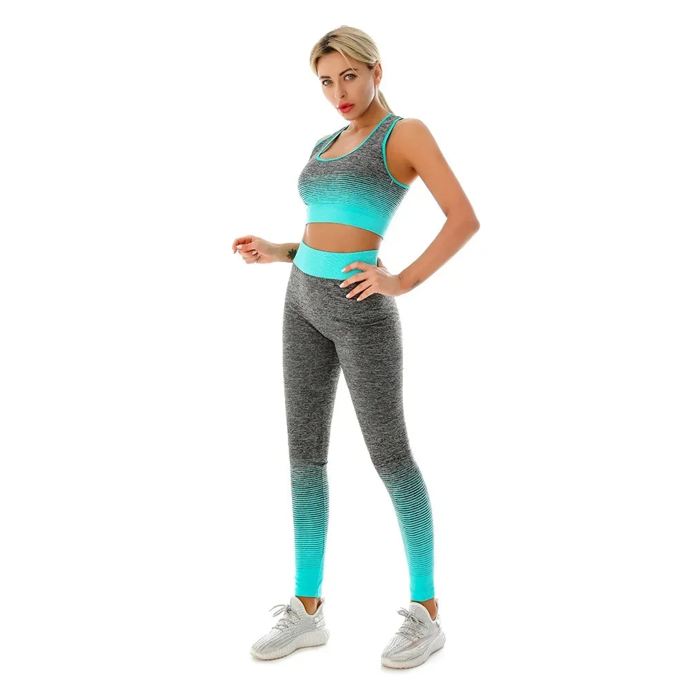 2-Piece Yoga Set with Elastic Sports Bra