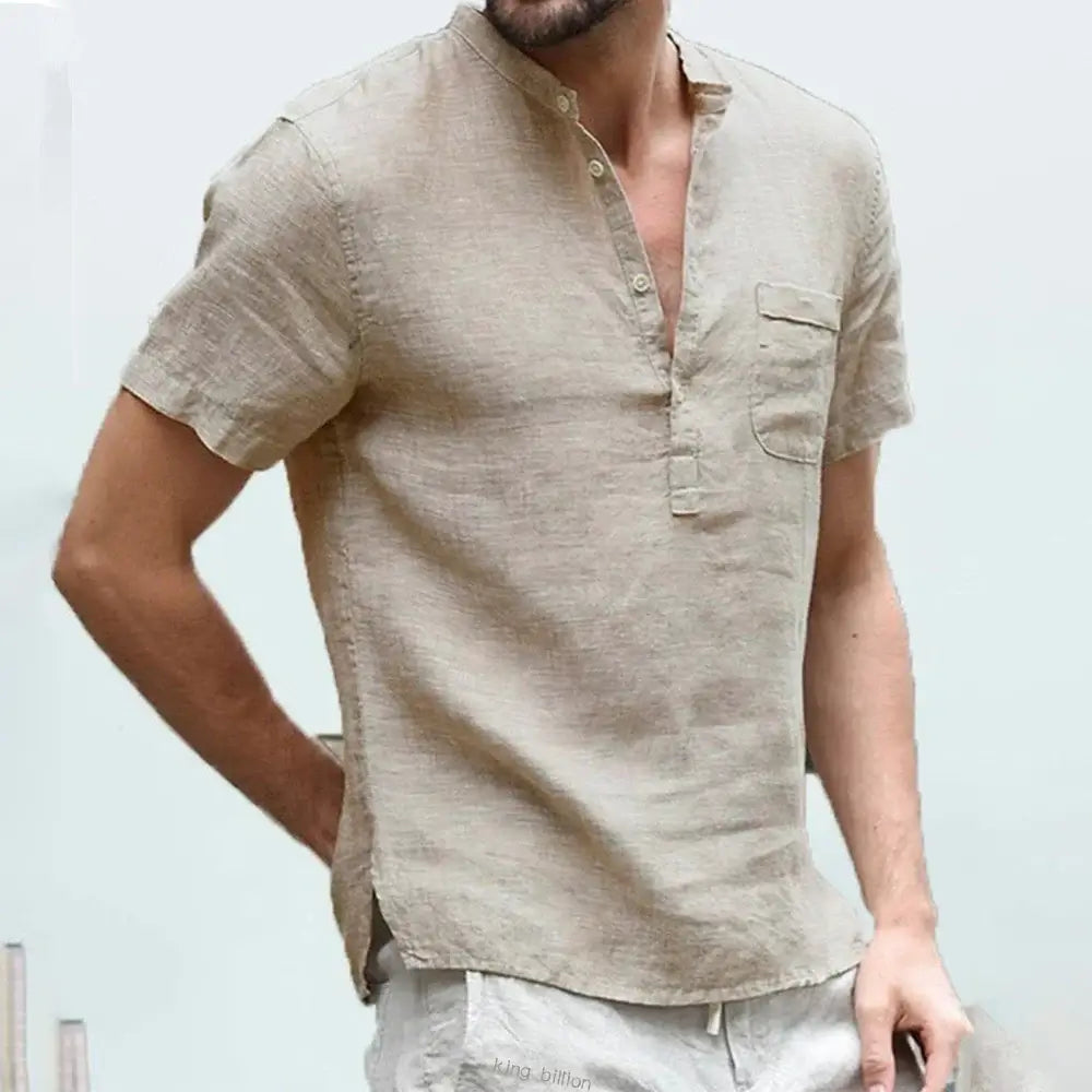 Men's Cotton Linen T-Shirt - Breathable Casual Tee