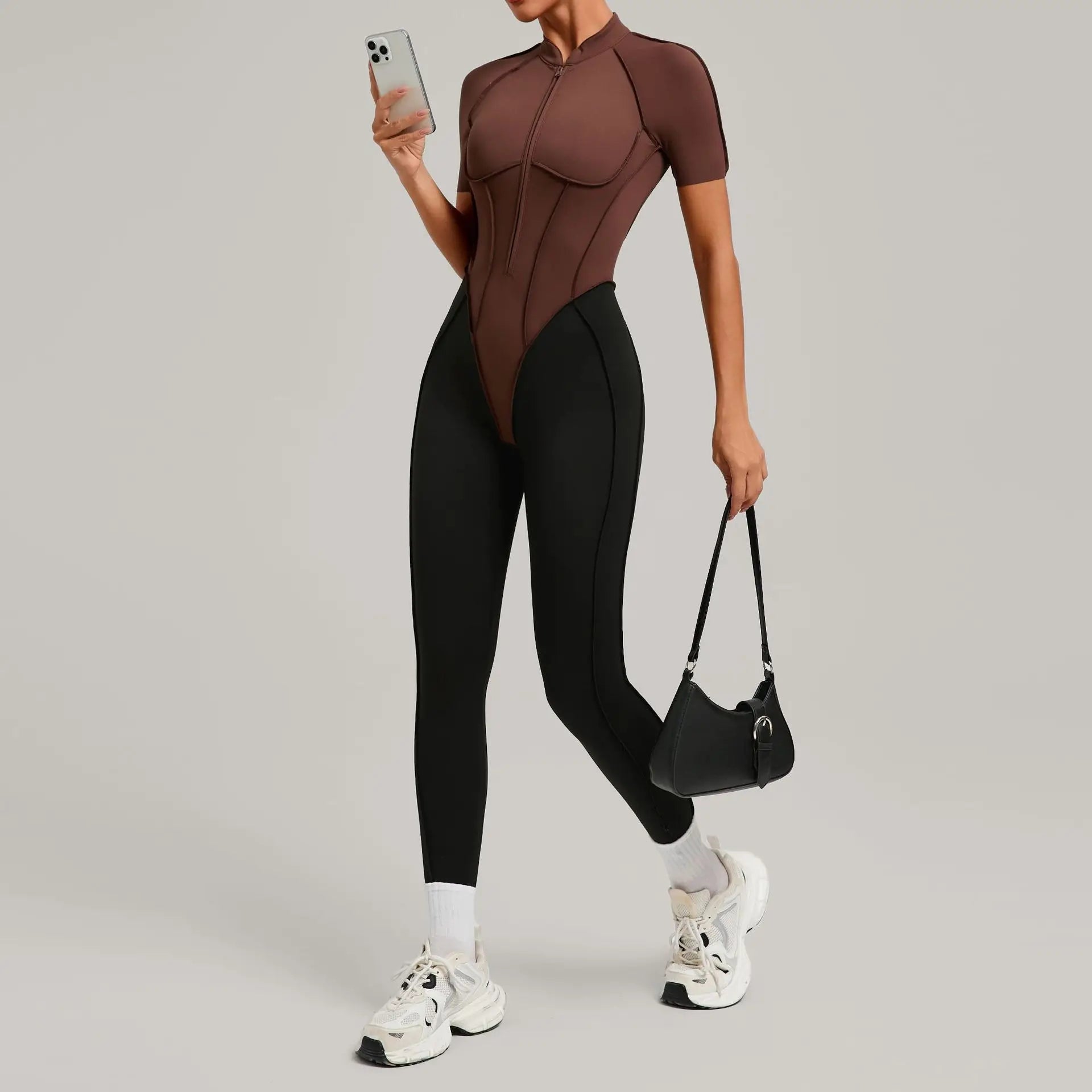 Color Blocked Women's Yoga Jumpsuit Tracksuit