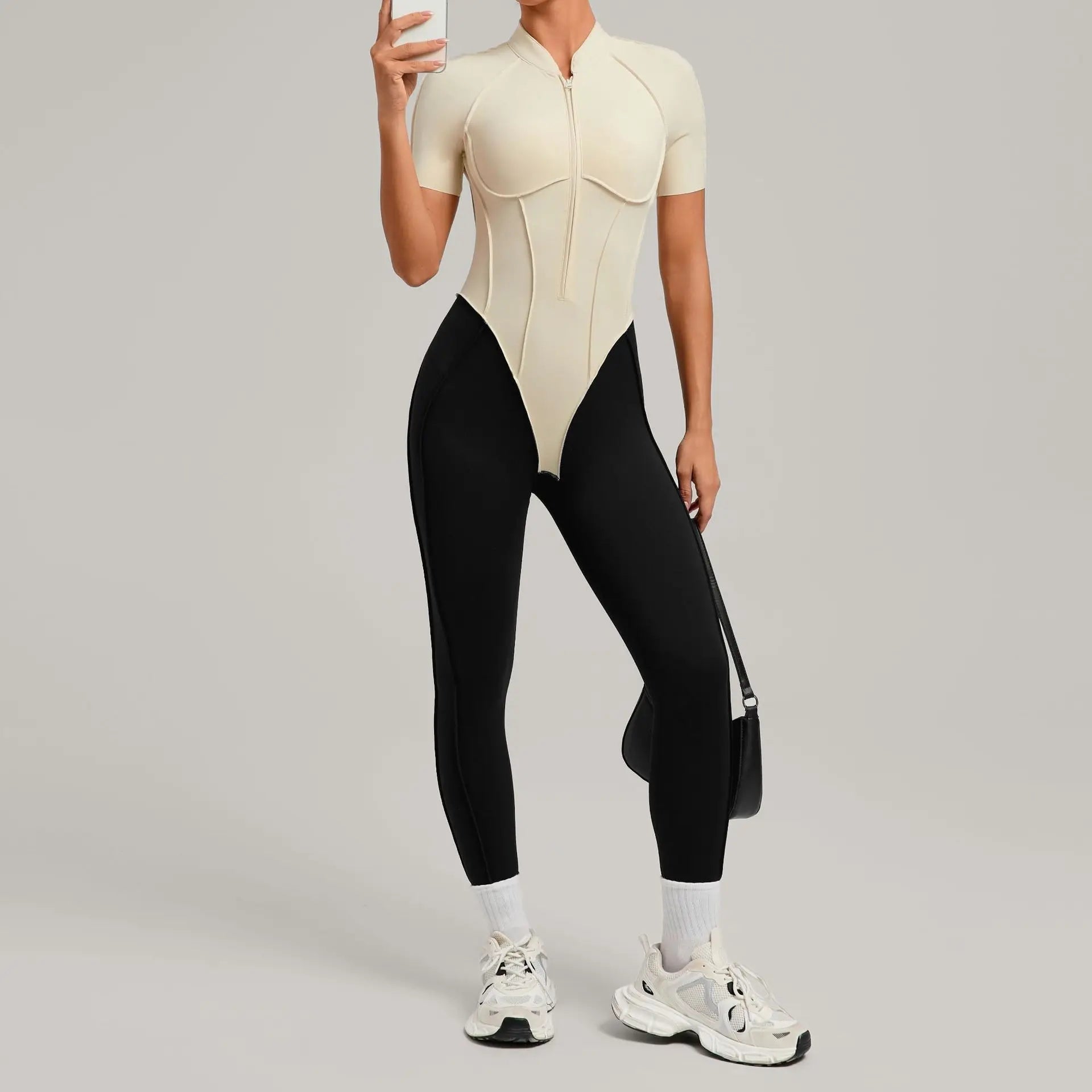 Color Blocked Women's Yoga Jumpsuit Tracksuit