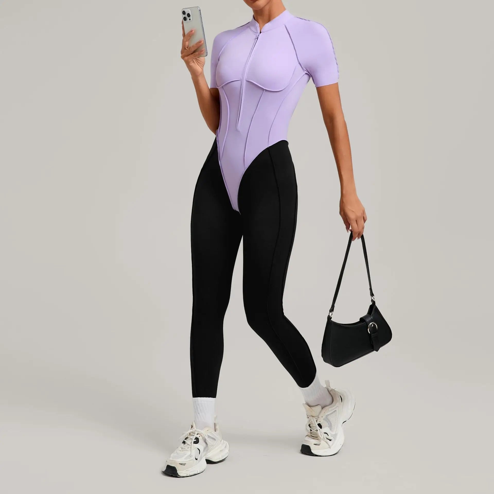Color Blocked Women's Yoga Jumpsuit Tracksuit
