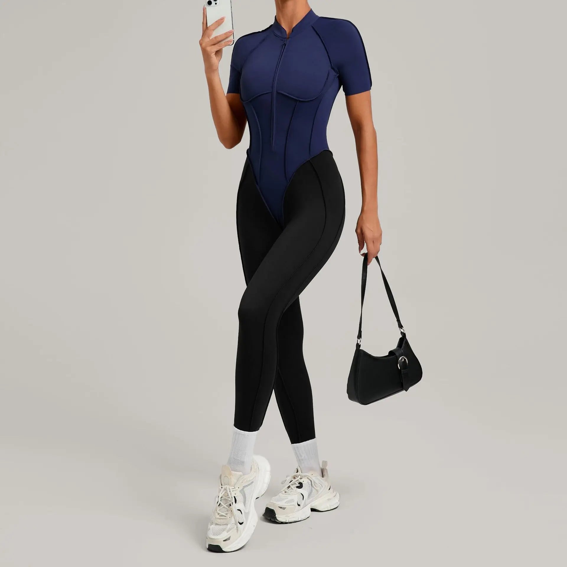 Color Blocked Women's Yoga Jumpsuit Tracksuit