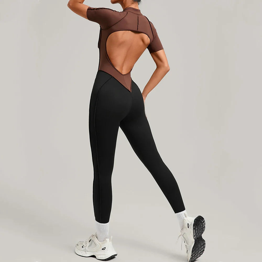 Color Blocked Women's Yoga Jumpsuit Tracksuit