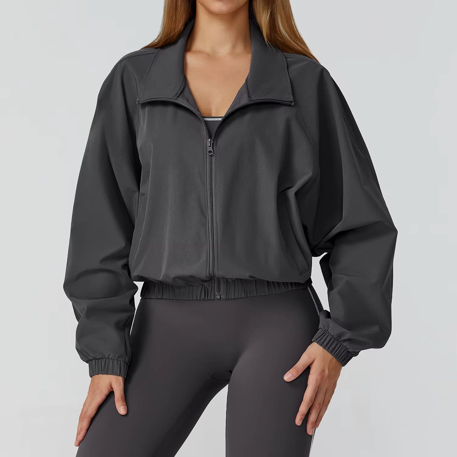 Gym & Fitness Jacket: Long Sleeve Yoga Top with Pockets