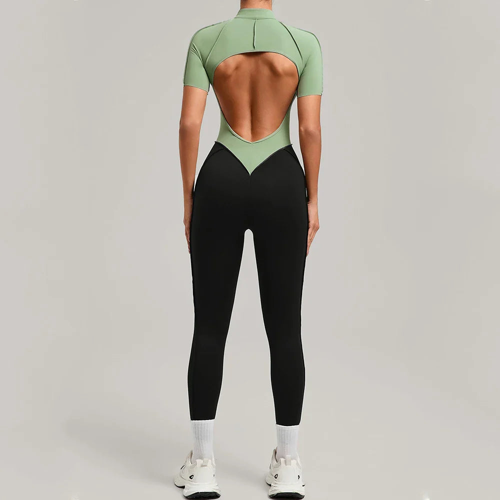 Color Blocked Women's Yoga Jumpsuit Tracksuit