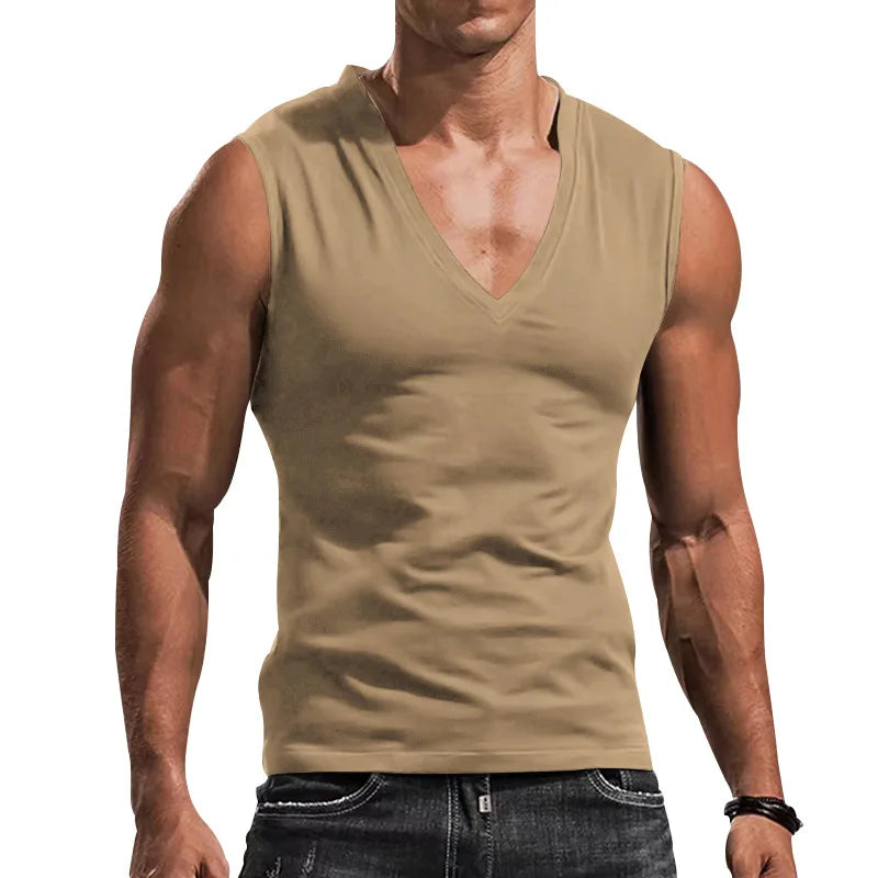 Men's Summer Cotton V-Neck Gym Tank Top