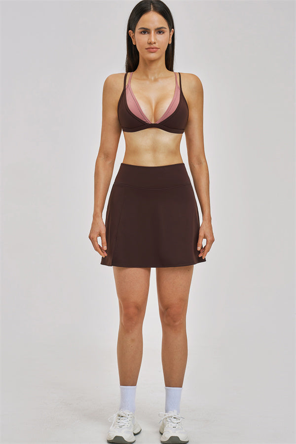 The Seraphine Layered V Sports Bra Skirt 2-Piece Set