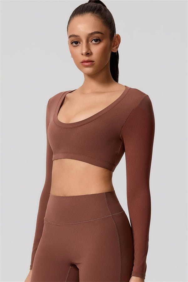 The Nestle Long Sleeve Crop Top Straight Leg Pants 2-Piece Set