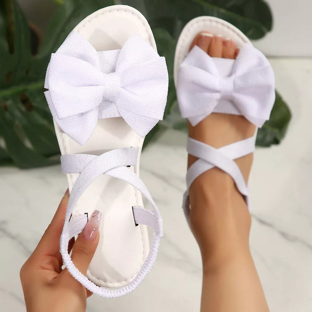 Bow Embellished Flat Sandals