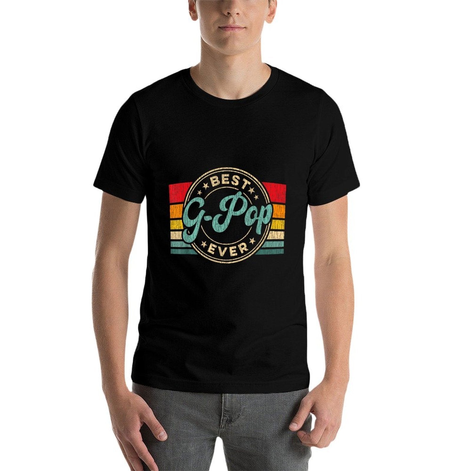 Best G-Pop Ever Vintage Retro Fathers Day Gift  Rolled Sleeves T-Shirt