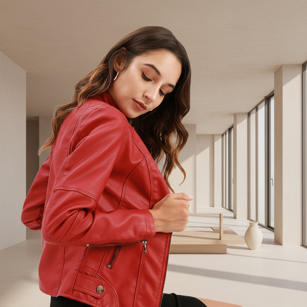 Women’s Classic Leather Jacket – Chic Streetwear Outerwear