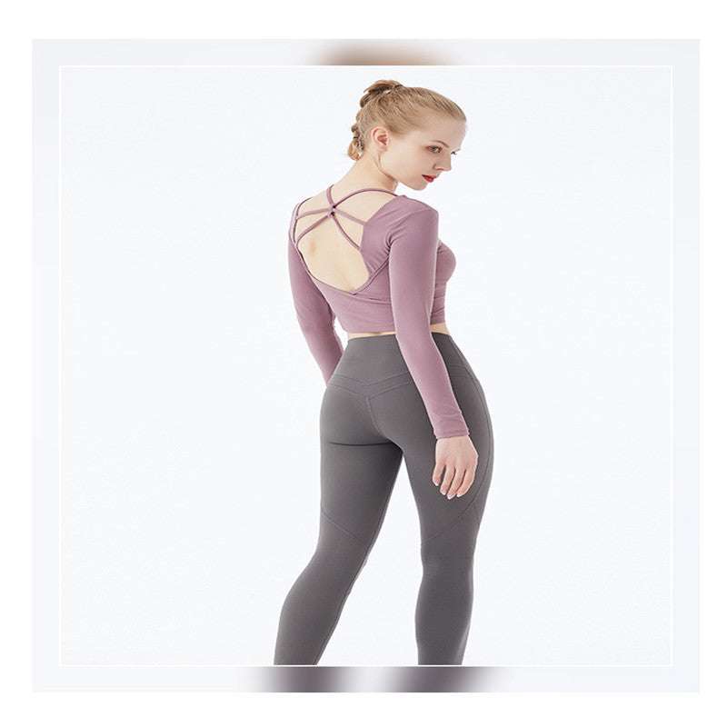 Beautiful Back Strap Yoga Wear Top Long Sleeve Fitness Sportswear Women