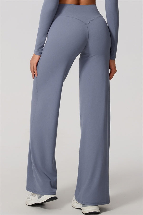 The Nestle Long Sleeve Crop Top Straight Leg Pants 2-Piece Set