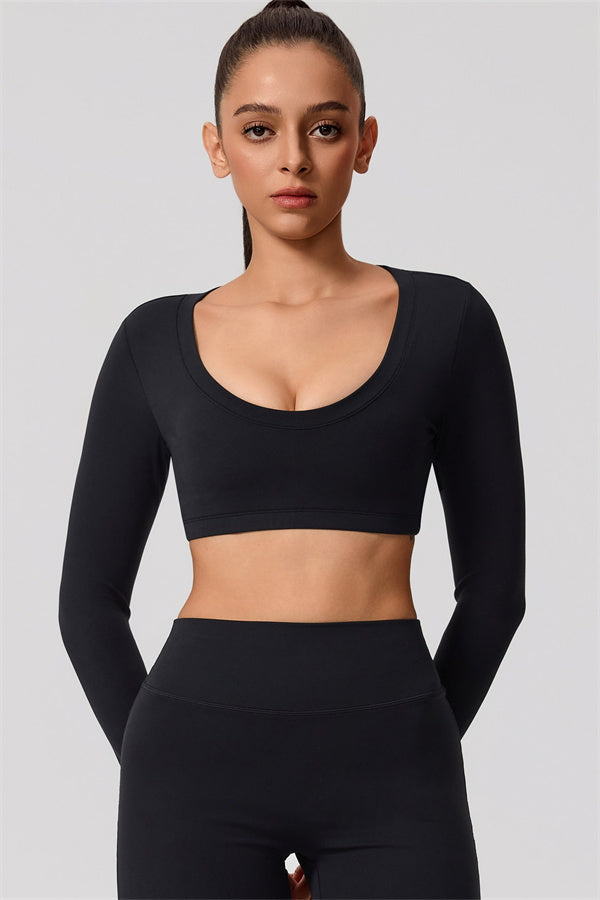 The Nestle Long Sleeve Crop Top Straight Leg Pants 2-Piece Set