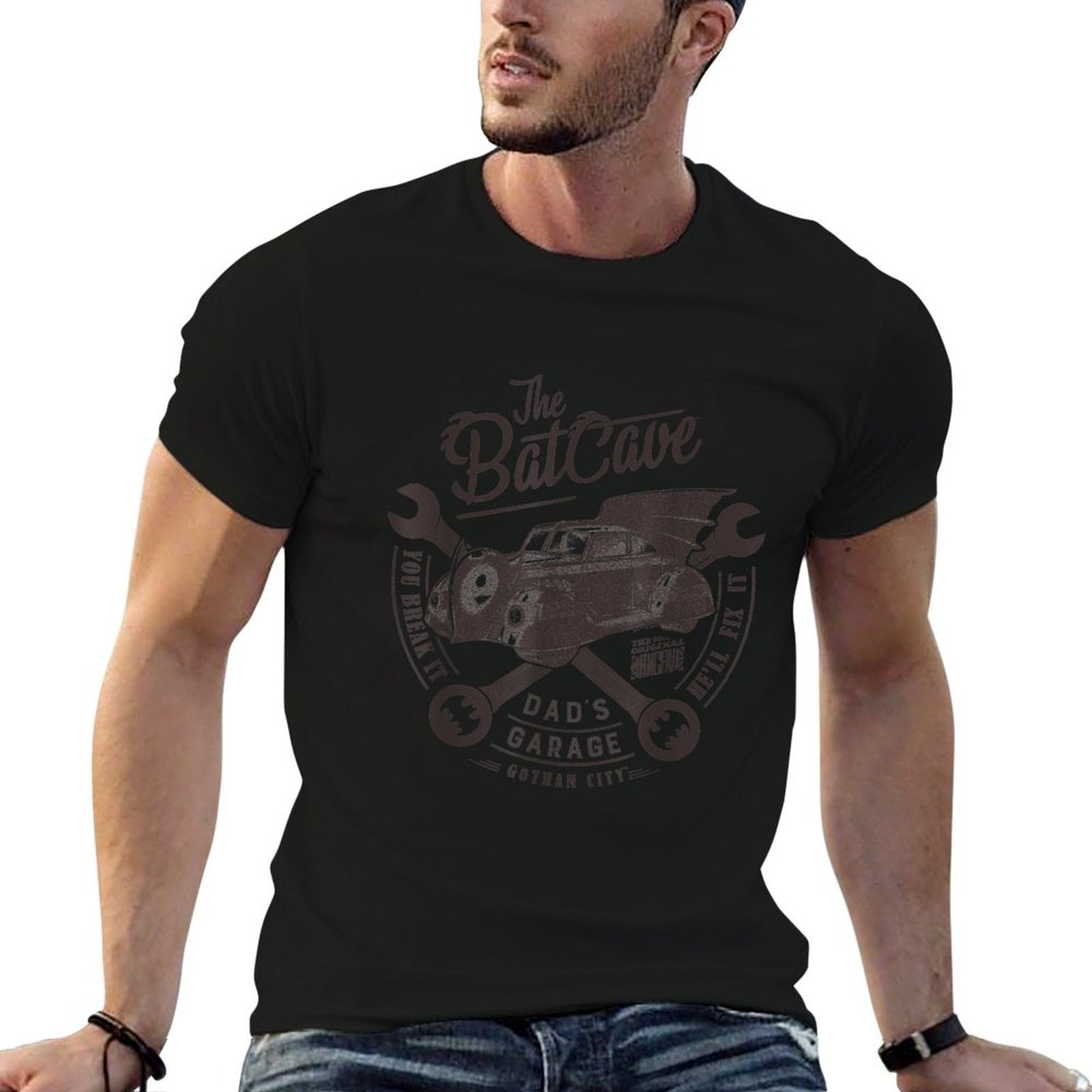BATMAN Fathers Day Dads Garage Is The BATCAVE  Moisture-wicking T-Shirt