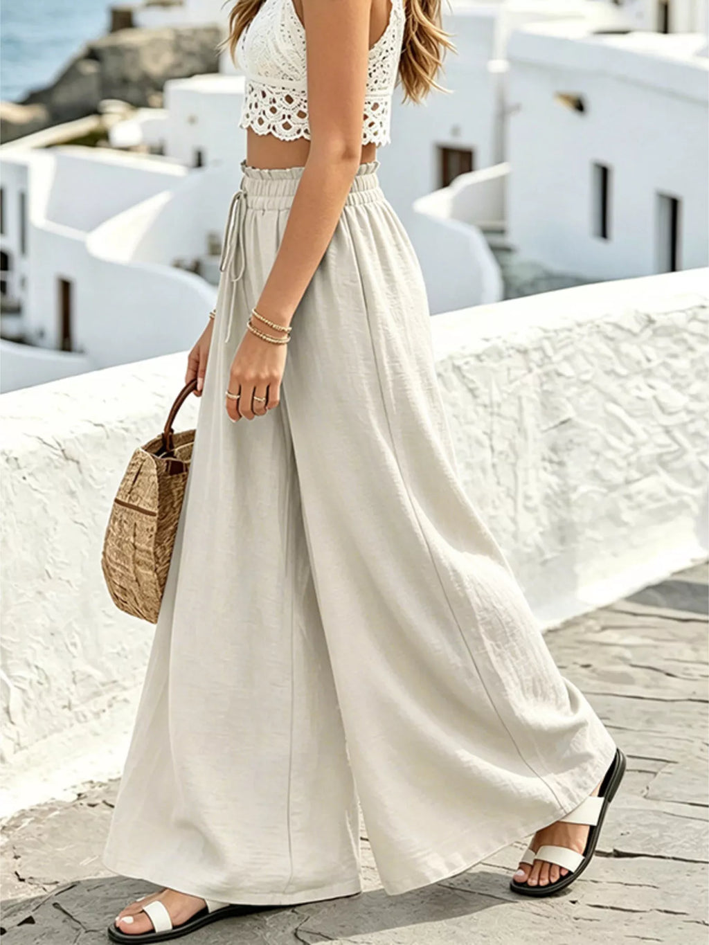 Wide Leg Drawstring Pants