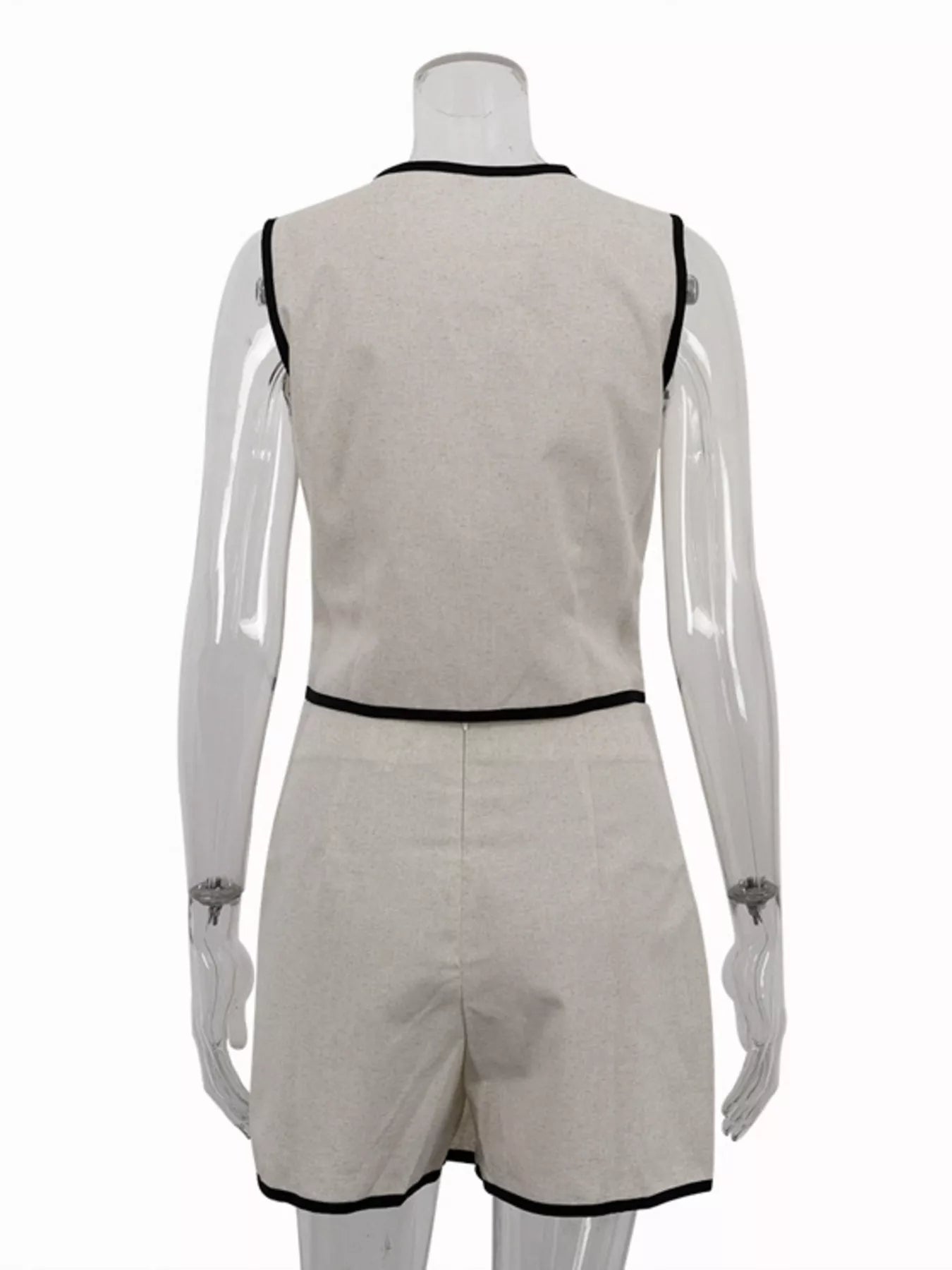 Contrast Trim Vest and Skirt Set