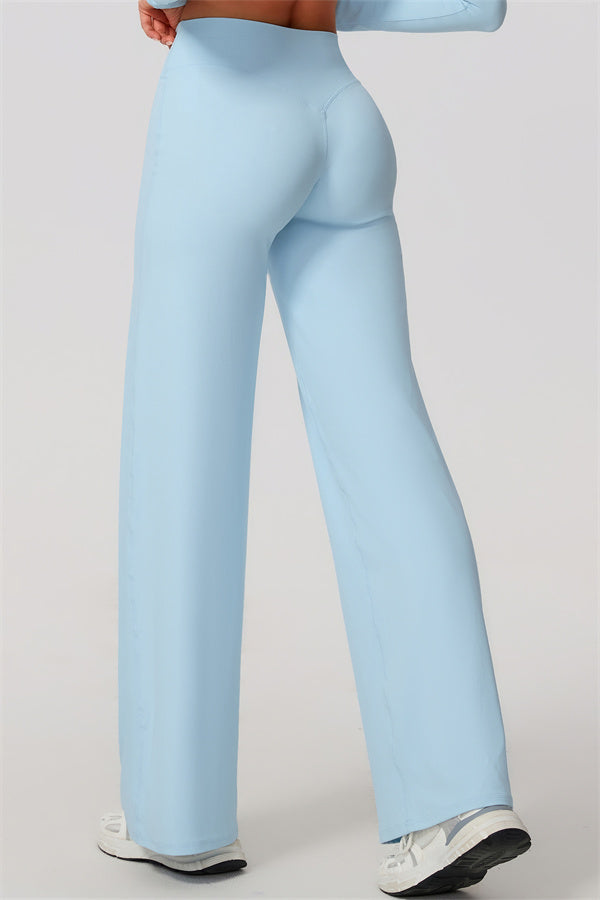 The Nestle Long Sleeve Crop Top Straight Leg Pants 2-Piece Set
