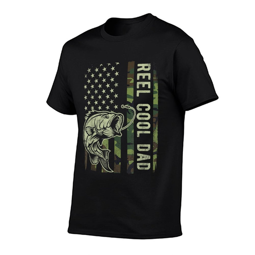 Reel Cool Dad Camouflage American Fathers Day  Relaxed-fit T-Shirt