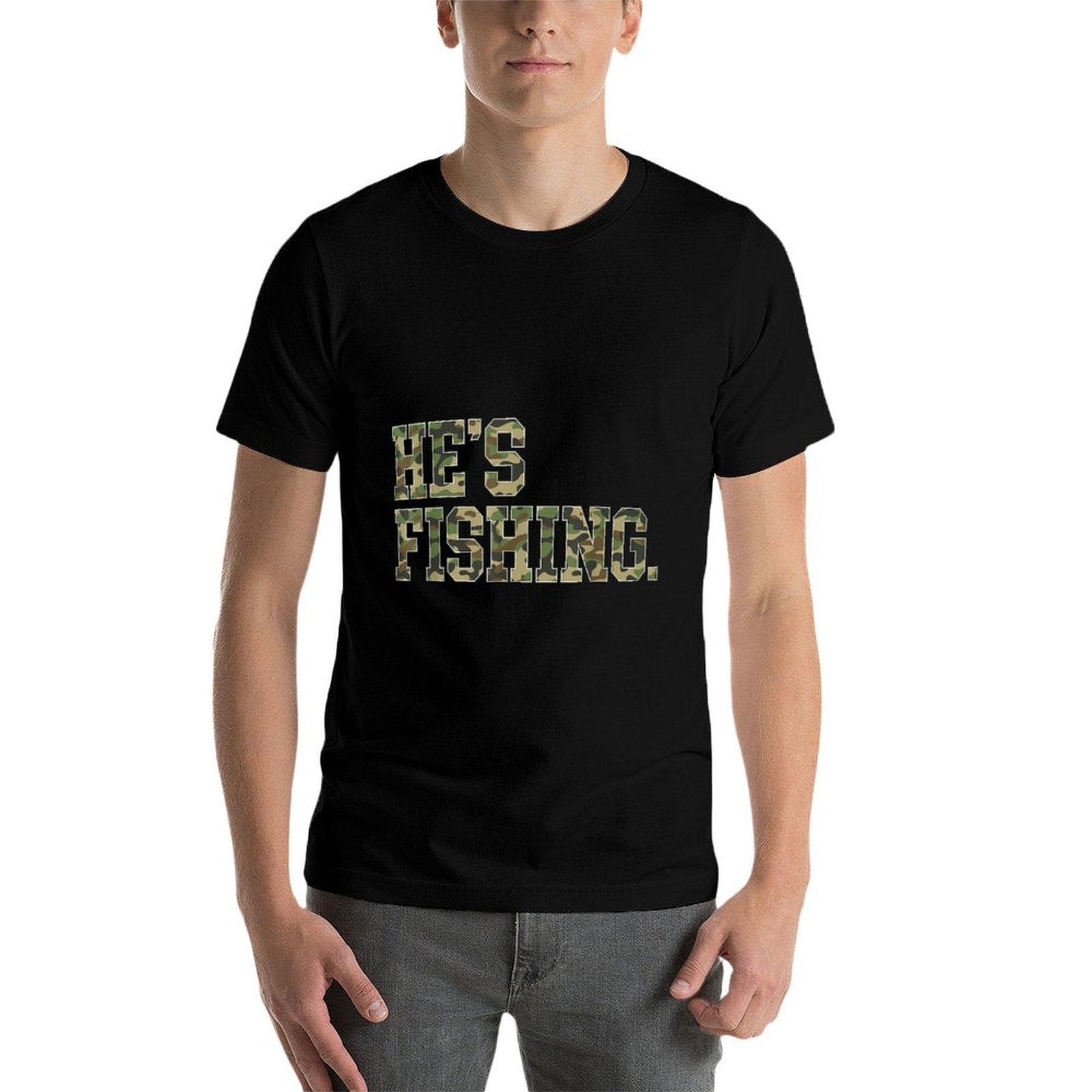 Vintage Hes Fishing Camo Camouflage Fishing Fathers Day Life  Lightweight T-Shirt