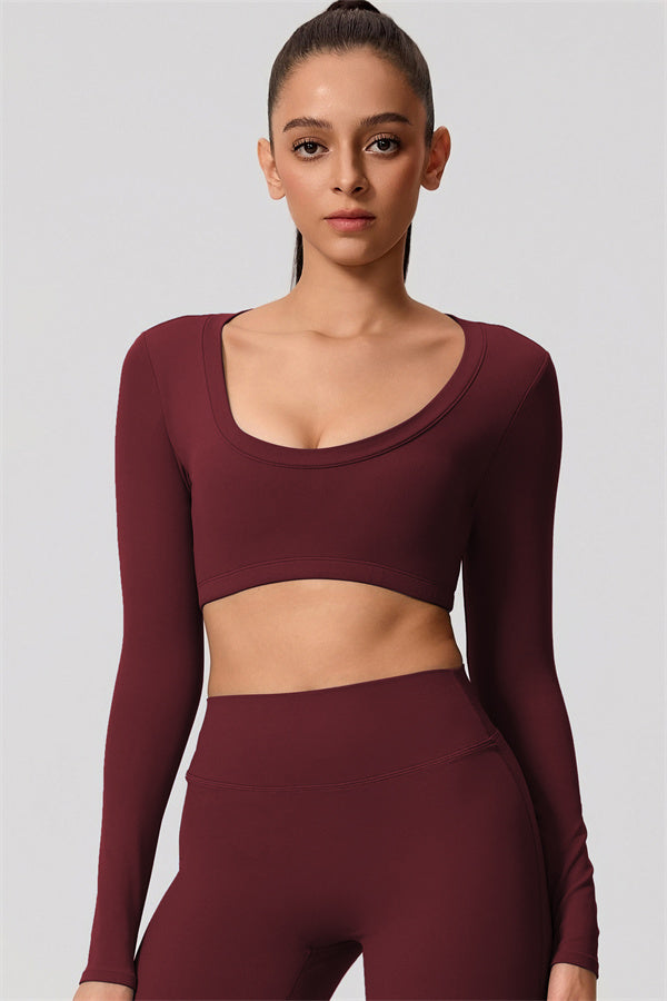 The Nestle Long Sleeve Crop Top Straight Leg Pants 2-Piece Set